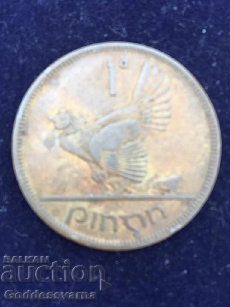 Ireland 1 Penny 1950 Hen Chicks Bronze 9.4g NO 2