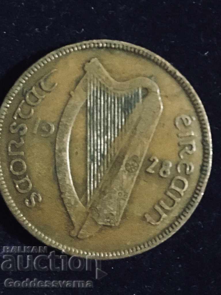 Ireland 1 Penny 1928 Hen Chicks Bronze 9.4g NO c