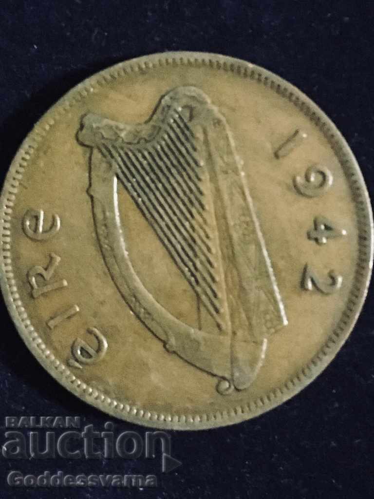 Ireland 1 Penny 1942 Hen Chicks Bronze 9.4g NO l