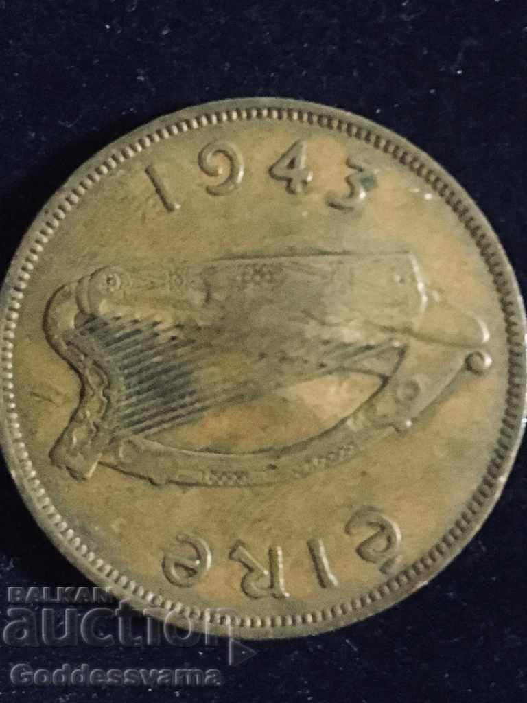 Irlanda 1 Penny 1943 Hen Chicks Bronze 9.4g Nu b