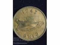 Ireland 1 Penny 1943 Hen Chicks Bronze 9.4g No b
