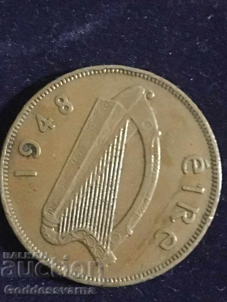 Ireland 1 Penny 1948 Hen Chicks Bronze 9.4g No f