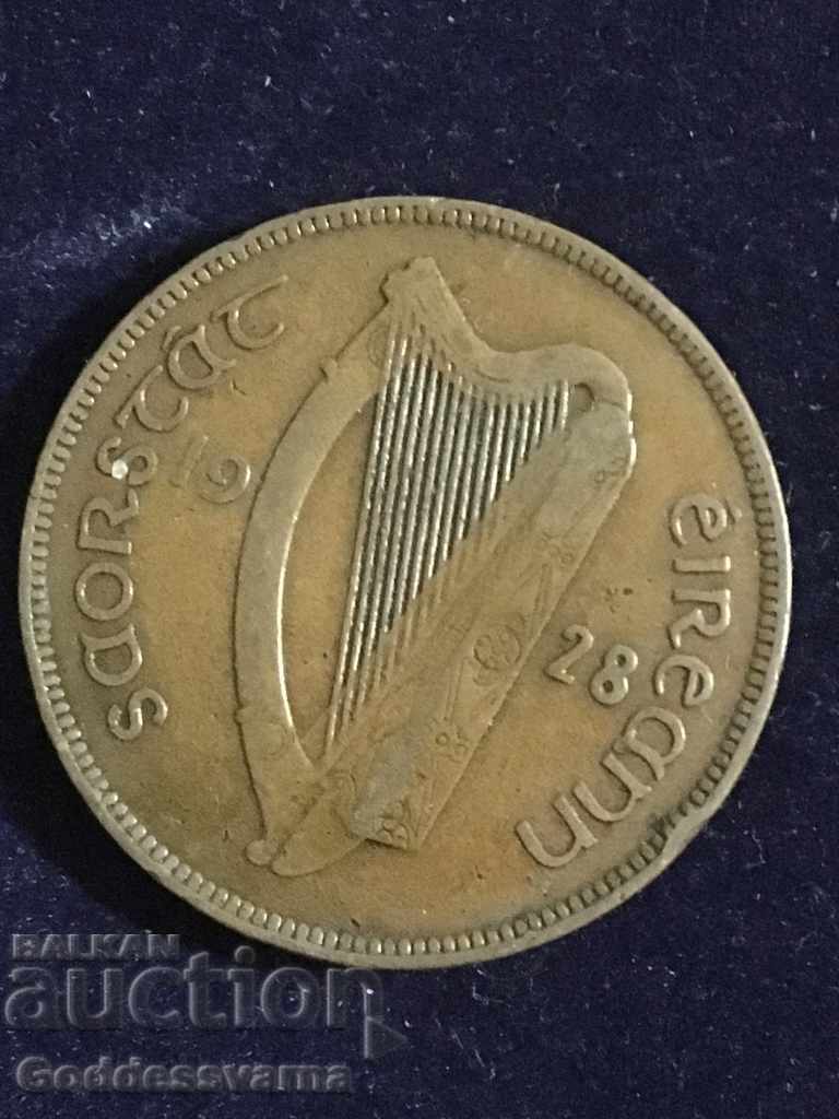 Ireland 1  Penny  1928 Hen Chicks Bronze 9.4g No 1