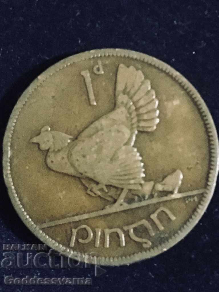 Ireland 1  Penny  1928 Hen Chicks Bronze 9.4g No 3