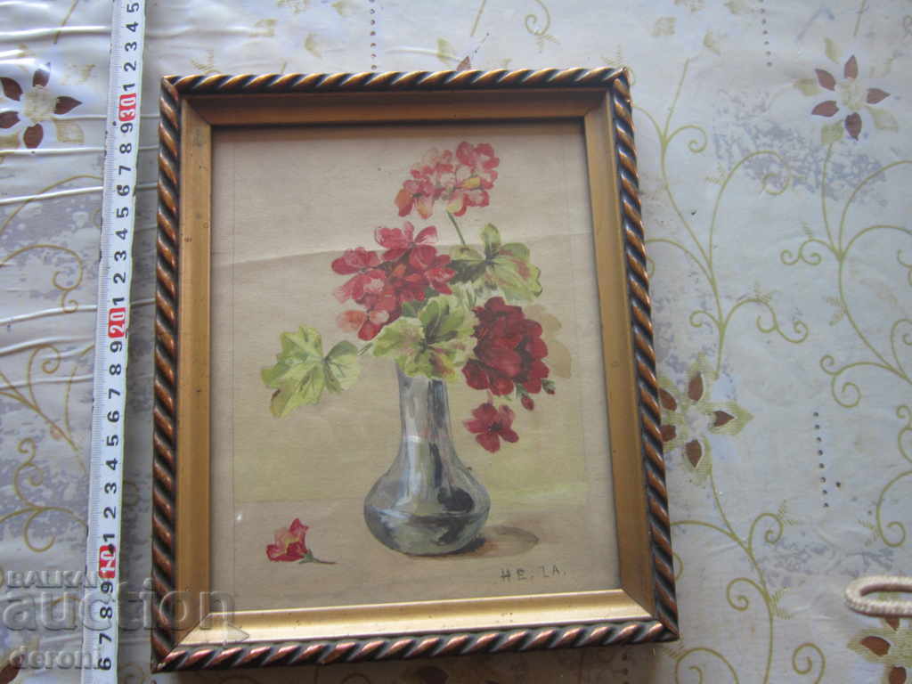 Old painting watercolor signed 1913