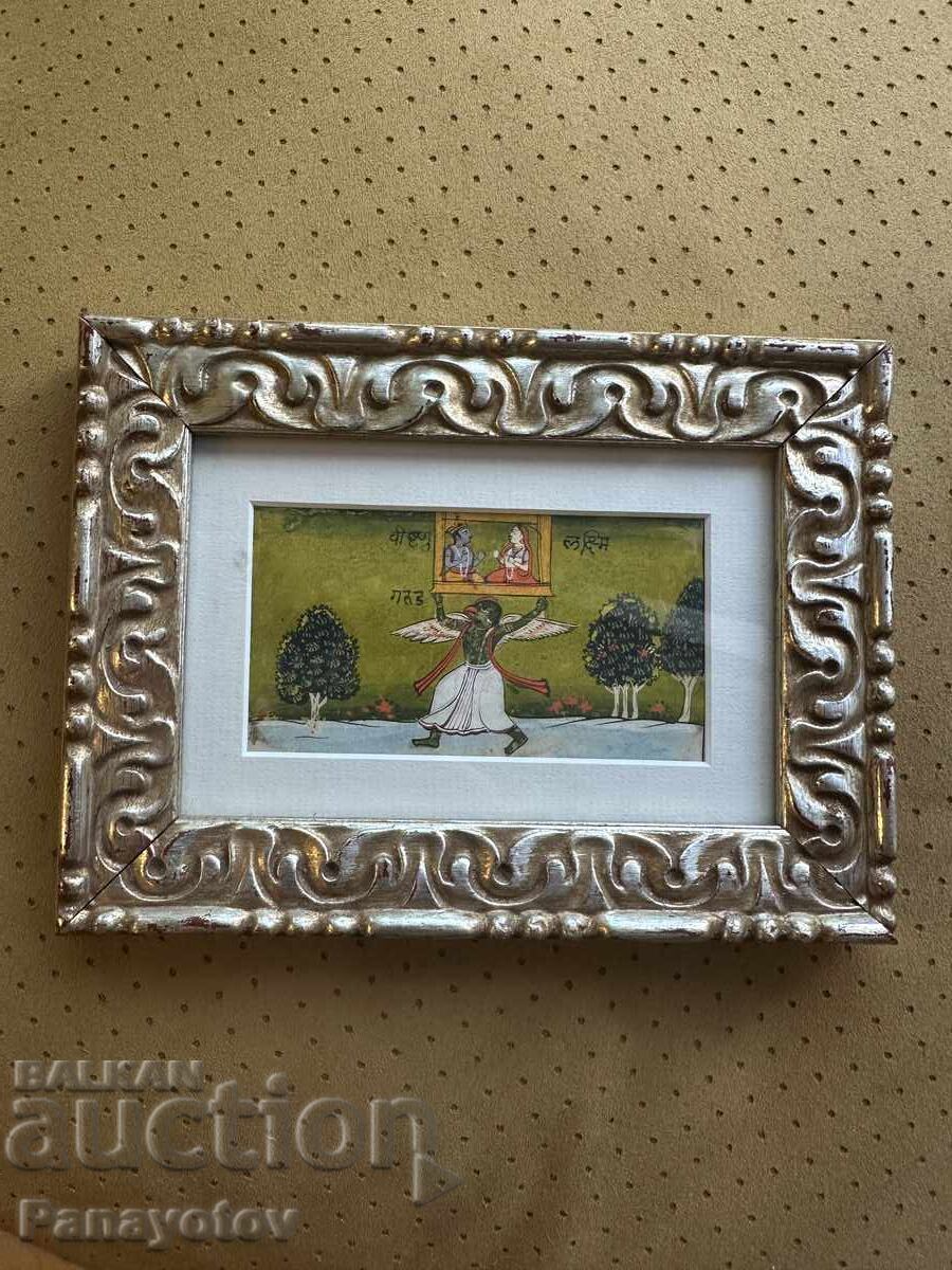 Auction  OLD INDIAN PAINTING GARUDA VISHNU LAKSHMI 18TH CENTURY ORIGINAL