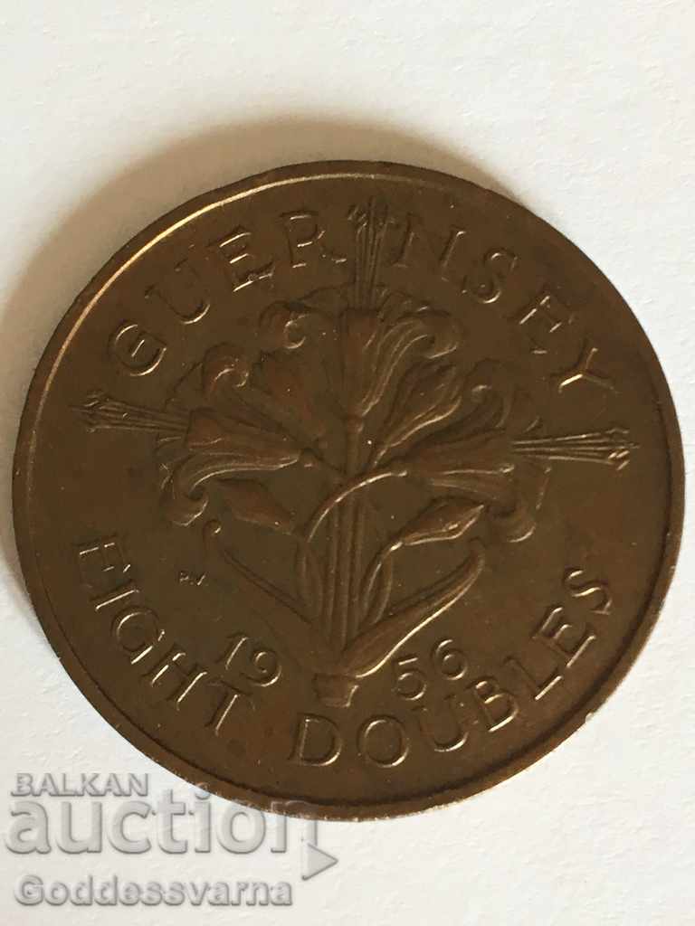 Great Britain Guernsey 8 Double Rare Coin 1956