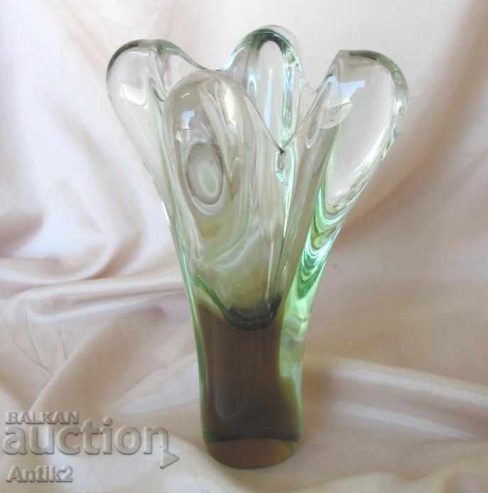 Old Morano Crystal Glass Massive Vase