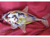 Стара Цветно Стъкло Фигура Риба