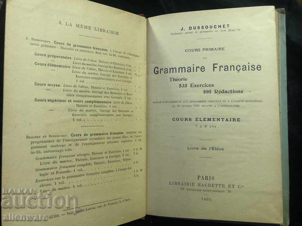 Auction Old book FRENCH GRAMMING from 1901 Auction Old book FRENCH GRAMMING from 1901