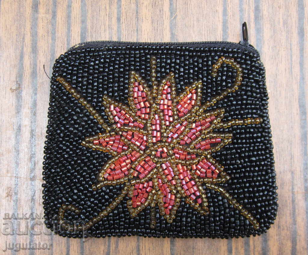 Old purse embroidered with glass beads