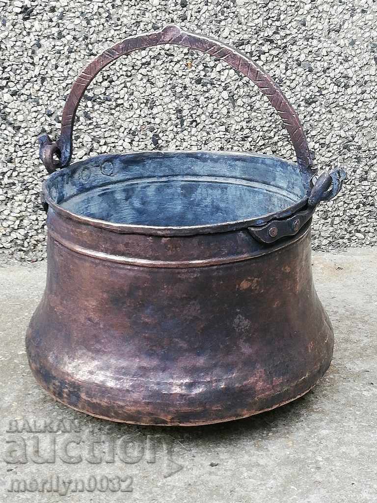 Old copper cauldron, copper, cauldron, forged vessel - 5 Old copper cauldron, copper, cauldron, forged vessel - 5