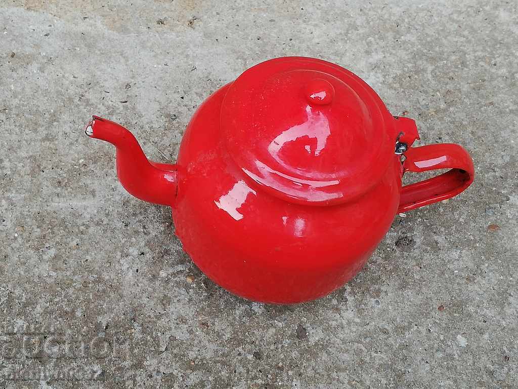Auction  Enameled teapot kettle, enamel container 1 liter