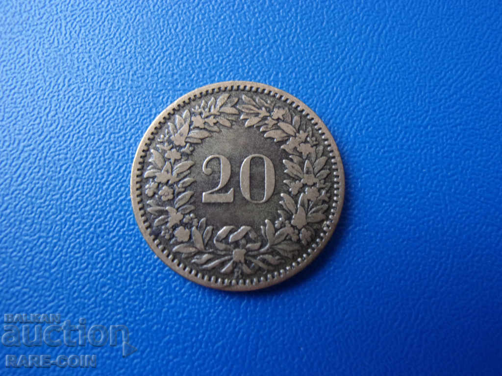 III (19)  Швейцария  20  Рапен  1859  Сребро с цена € 12.78 | 25.00 лв.