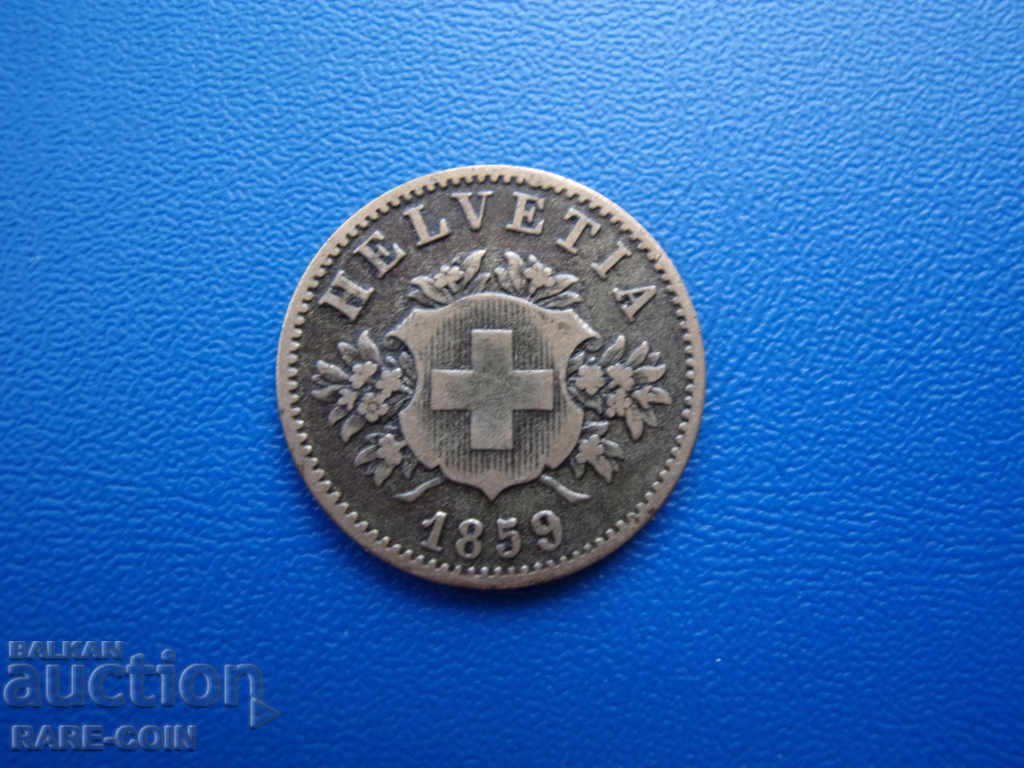 III (19) Switzerland 20 Rapen 1859 Silver
