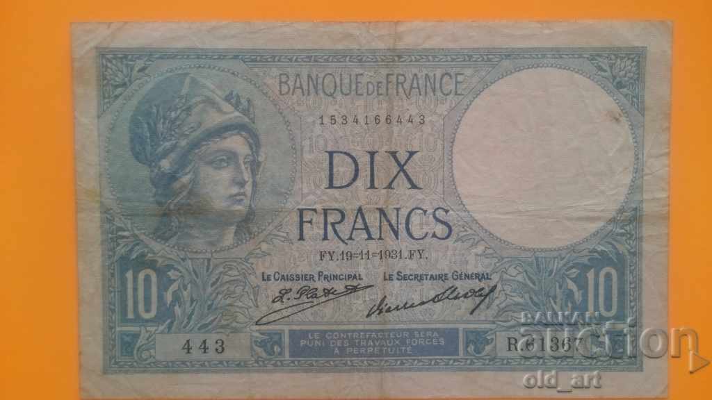 Banknote 10 francs 1931