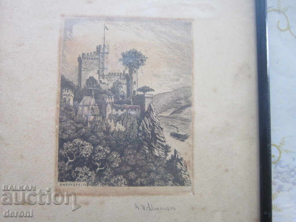 Δημοπρασία Ένα απίστευτο παλιό γραφικό έγχρωμο γραφικό που υπογράφηκε