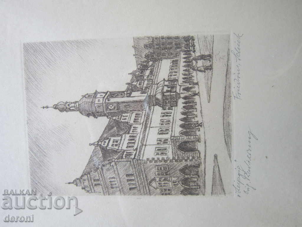 Страхотна стара картина офорт графика подписана 3 - 5 Страхотна стара картина офорт графика подписана 3 - 5