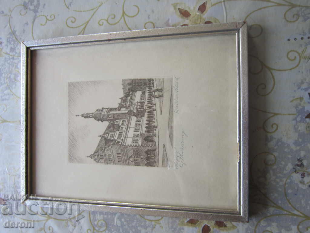 Страхотна стара картина офорт графика подписана 3 - 7 Страхотна стара картина офорт графика подписана 3 - 7