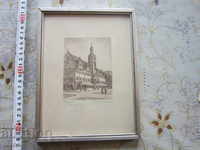 Awesome old picture etching graphics signed 3