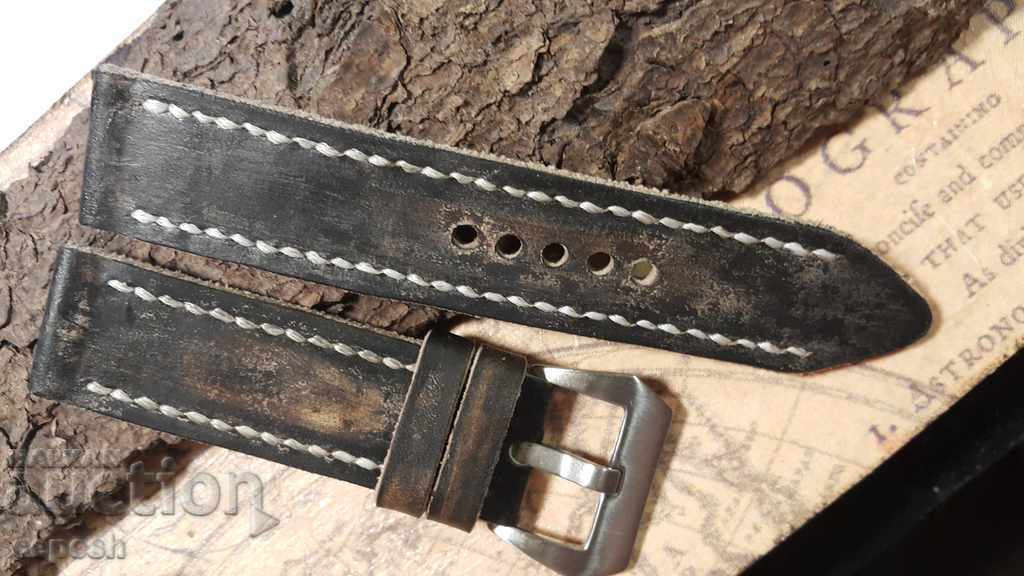 Leather watch strap 24mm Genuine leather hand 322 - 7 Leather watch strap 24mm Genuine leather hand 322 - 7