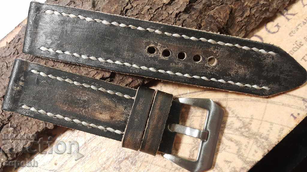 Leather watch strap 24mm Genuine leather hand 322