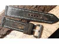 Leather watch strap 24mm Genuine leather hand 322