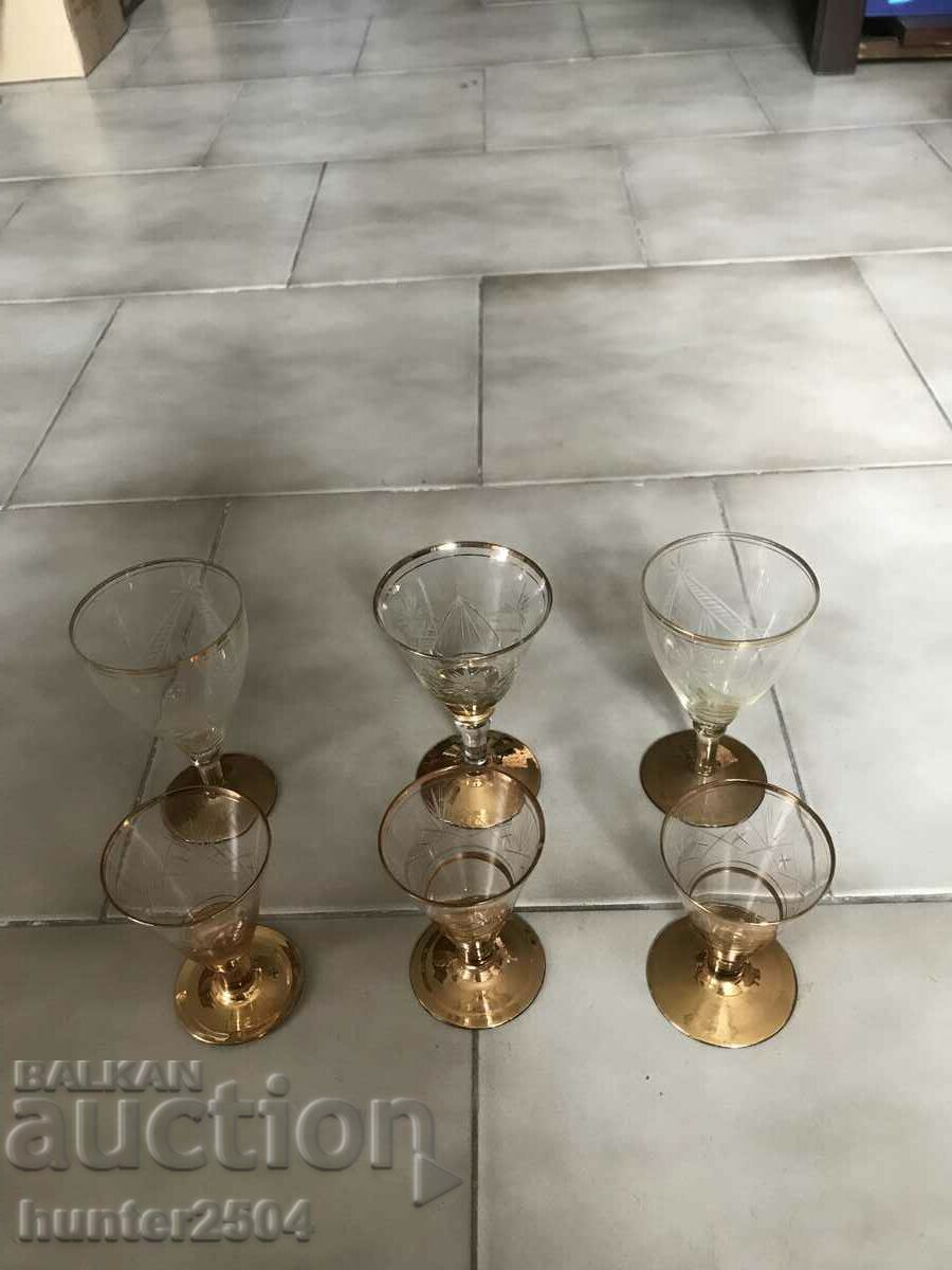 Glasses - various, engraved, with gilding