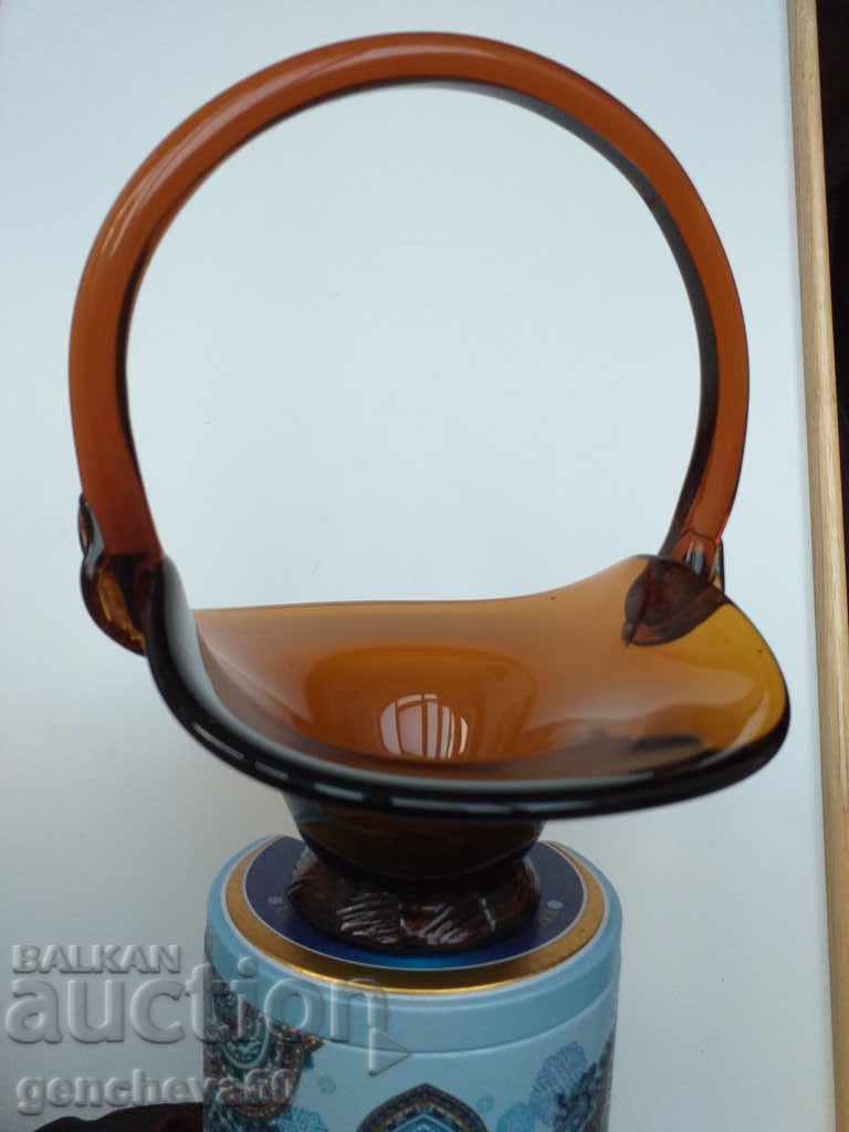 Old candy box, colored glass basket with price 15.00 BGN | € 7.67 Old candy box, colored glass basket with price 15.00 BGN | € 7.67