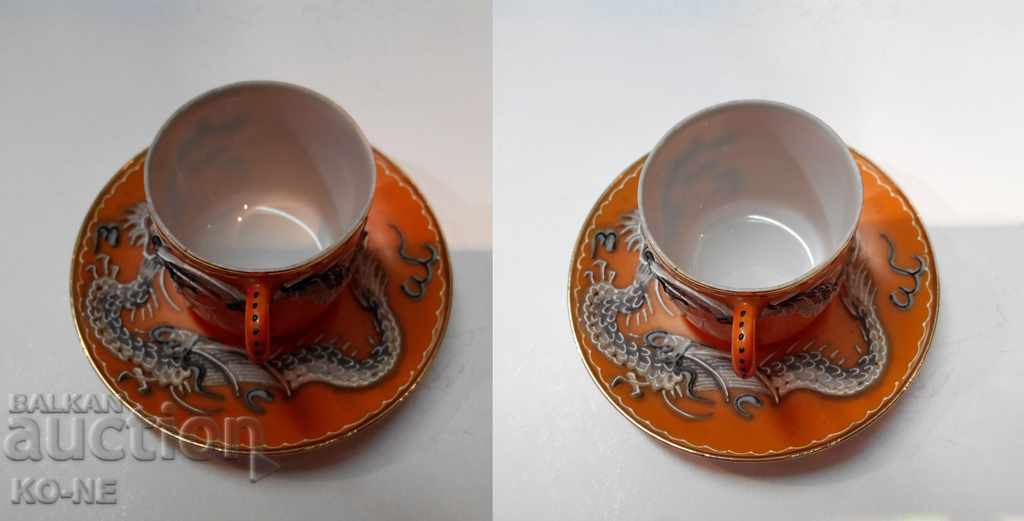 Japanese porcelain cups with coffee dishes - 5 Japanese porcelain cups with coffee dishes - 5