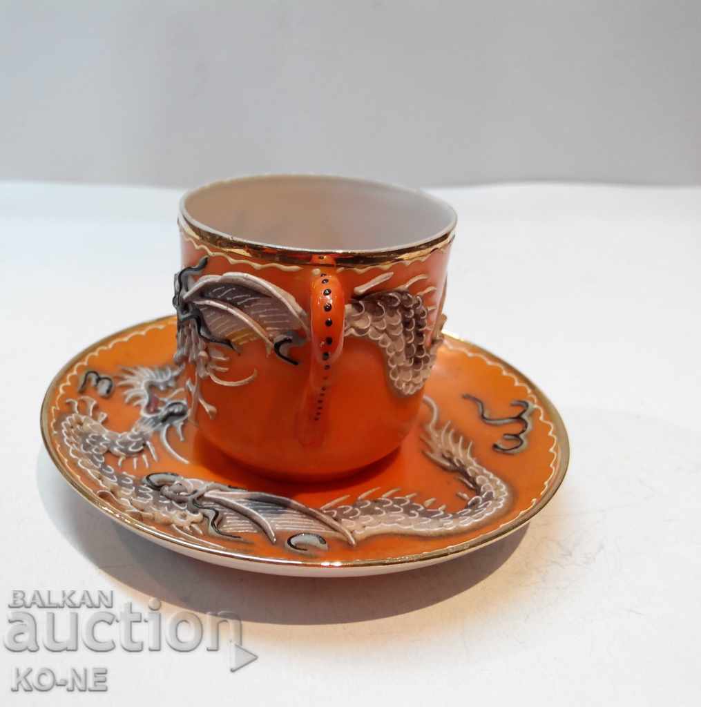 Japanese porcelain cups with coffee dishes - 6 Japanese porcelain cups with coffee dishes - 6