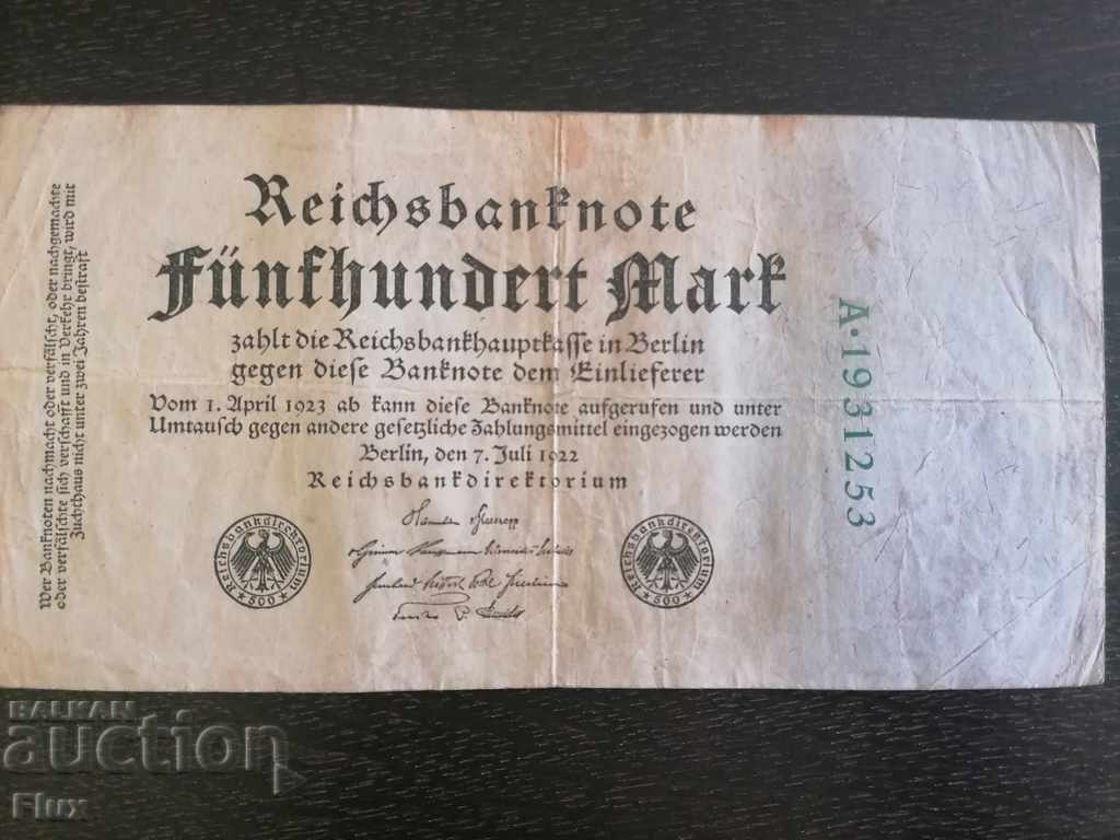 Auction Banknote - Germany - 500 Marks | 1922 Auction Banknote - Germany - 500 Marks | 1922