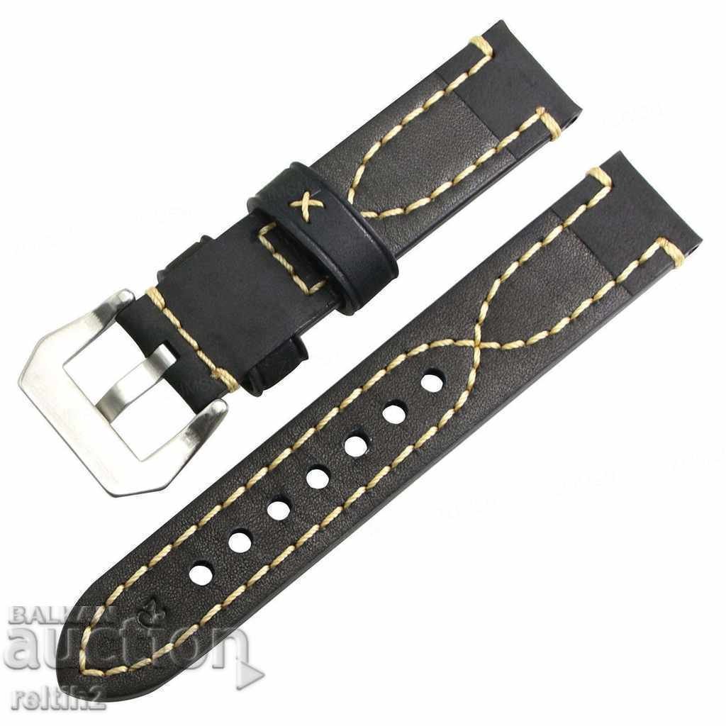 Auction Black leather strap 20mm Auction Black leather strap 20mm