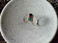 Atractiv inel de aur, Emerald Ruby Sapphire, 14K