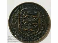 Great Britain 1923 Jersey 1/12 Of A Shilling Coin aUNC