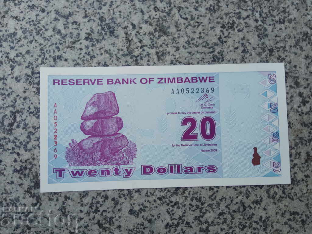 20 dollars Zimbabwe 2009