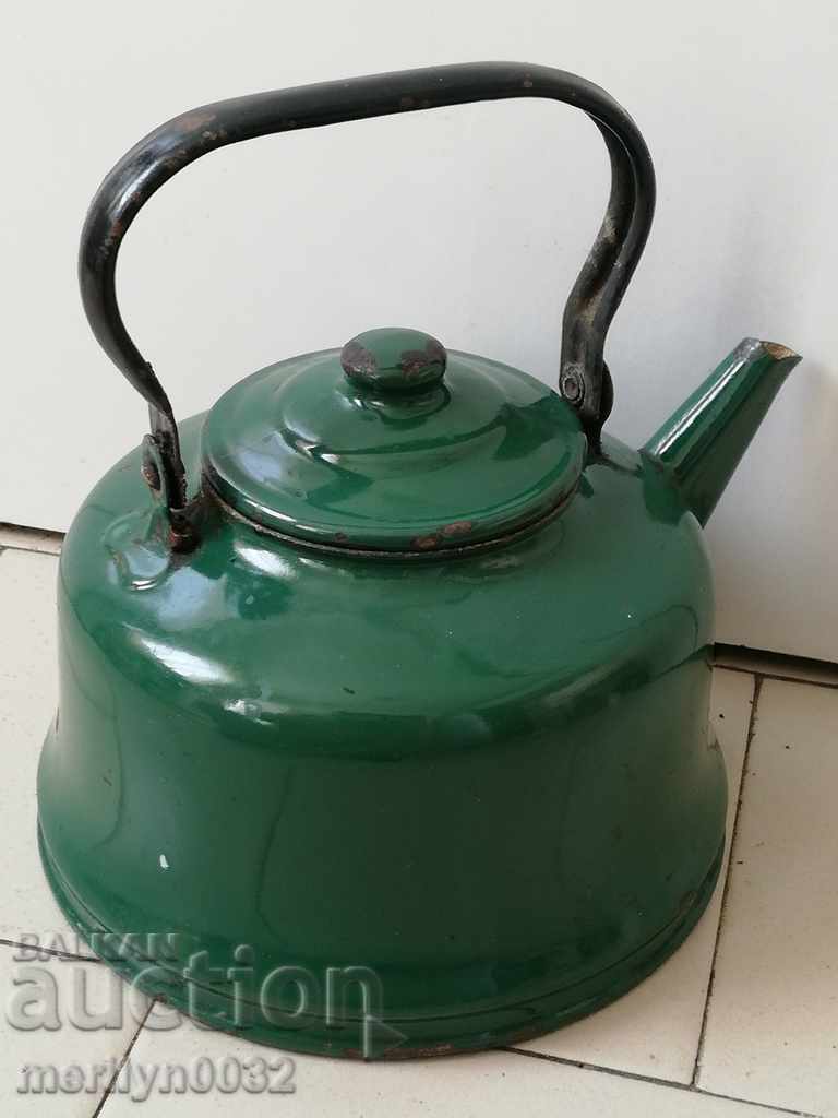 Enameled teapot from the Sotsa, a vessel with enamel, USSR - 7