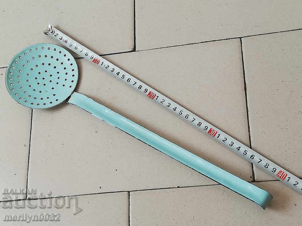 Auction Old lattice spoon with enamel, early soc, NRB Auction Old lattice spoon with enamel, early soc, NRB