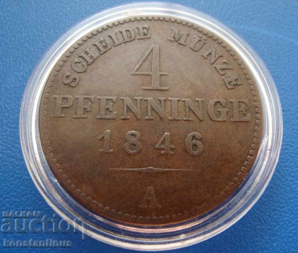 Prussia 4 Pennig 1846 A Very Rare