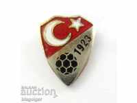 OLD FOOTBALL BADGE-TURKEY-FOOTBALL FEDERATION-SCREW-ENAMEL