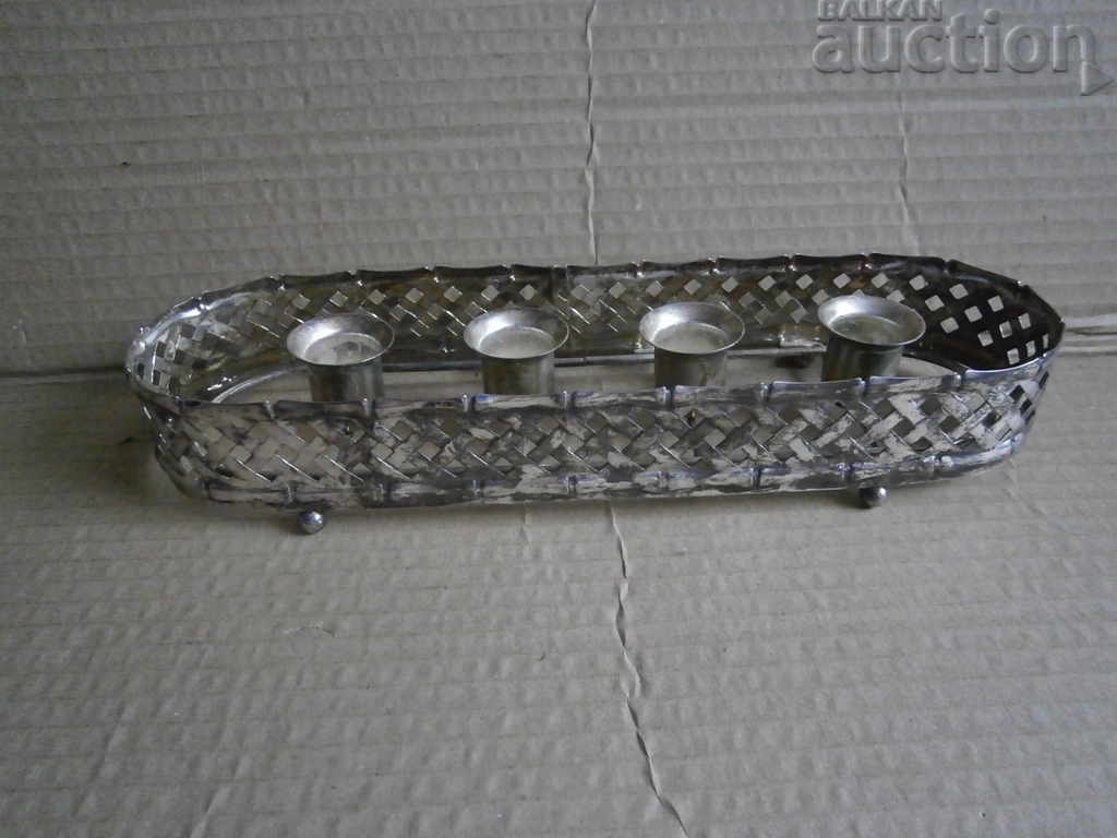 metallic silver candle holder 70th vintage with price 21.00 BGN | € 10.74 metallic silver candle holder 70th vintage with price 21.00 BGN | € 10.74