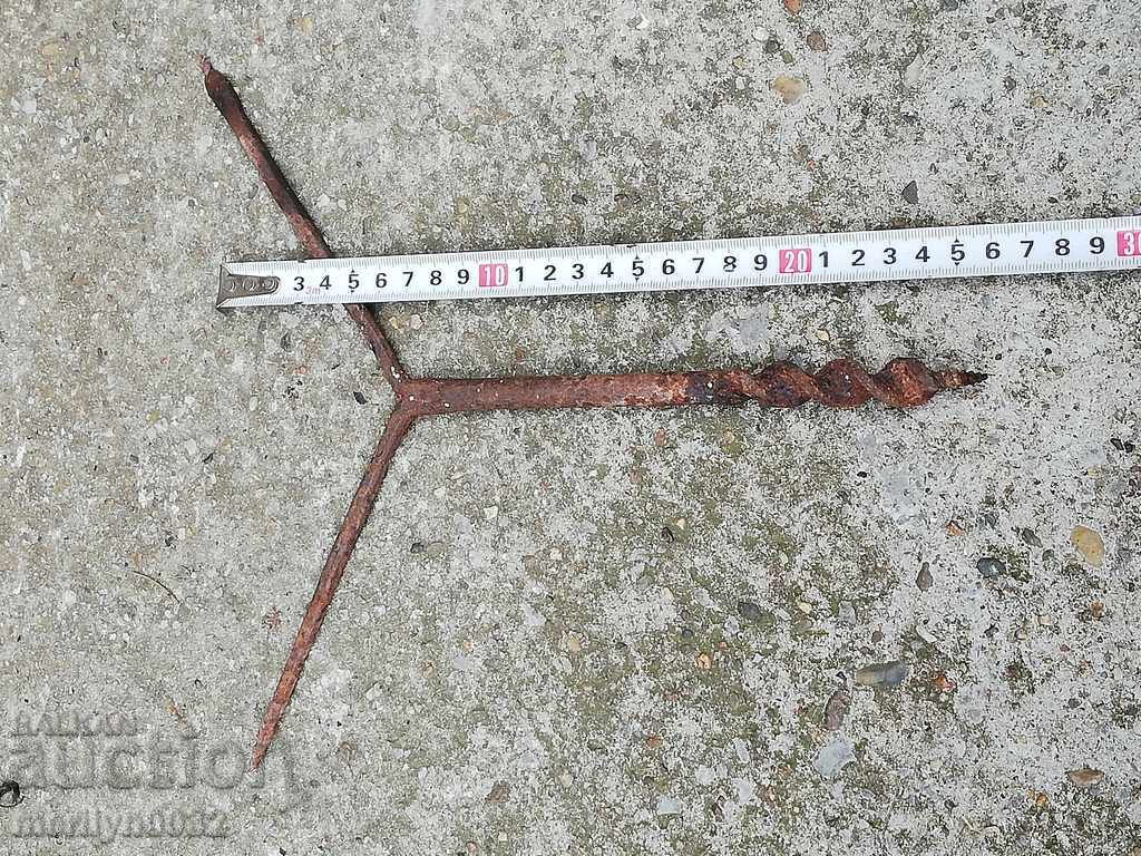 Ancient crutch, burgundy, screwdriver, wrought iron - 6