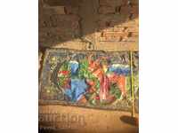 Old, very large painted rug 130/70 cm