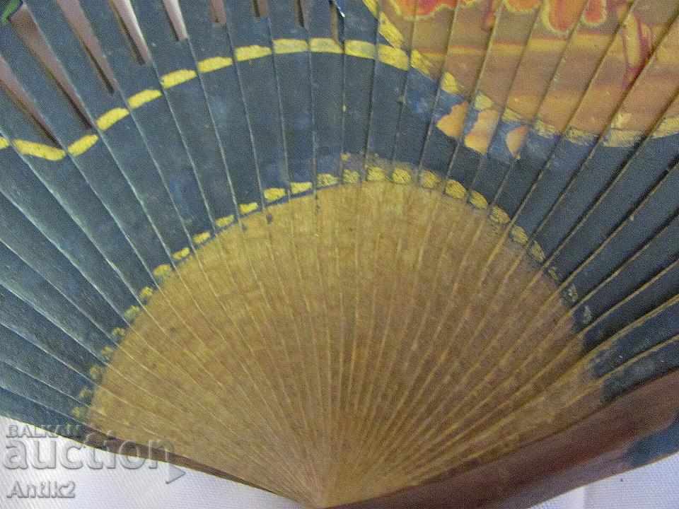 19 Century Wooden Ladies Fan with Colorful Lithography - 7 19 Century Wooden Ladies Fan with Colorful Lithography - 7
