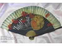 19 Century Wooden Ladies Fan with Colorful Lithography