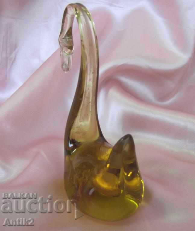 Auction Old Crystal Glass Figure - Swan Auction Old Crystal Glass Figure - Swan