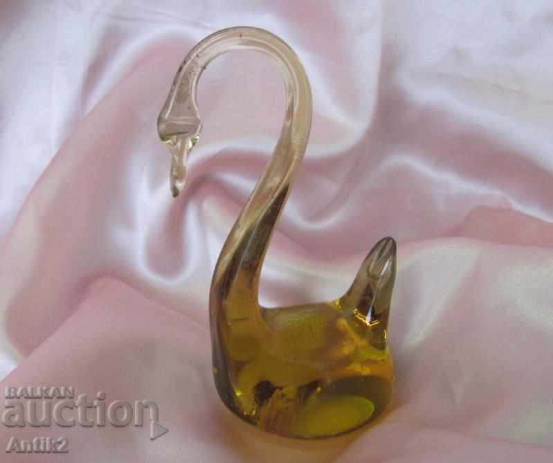 Old Crystal Glass Figure - Swan