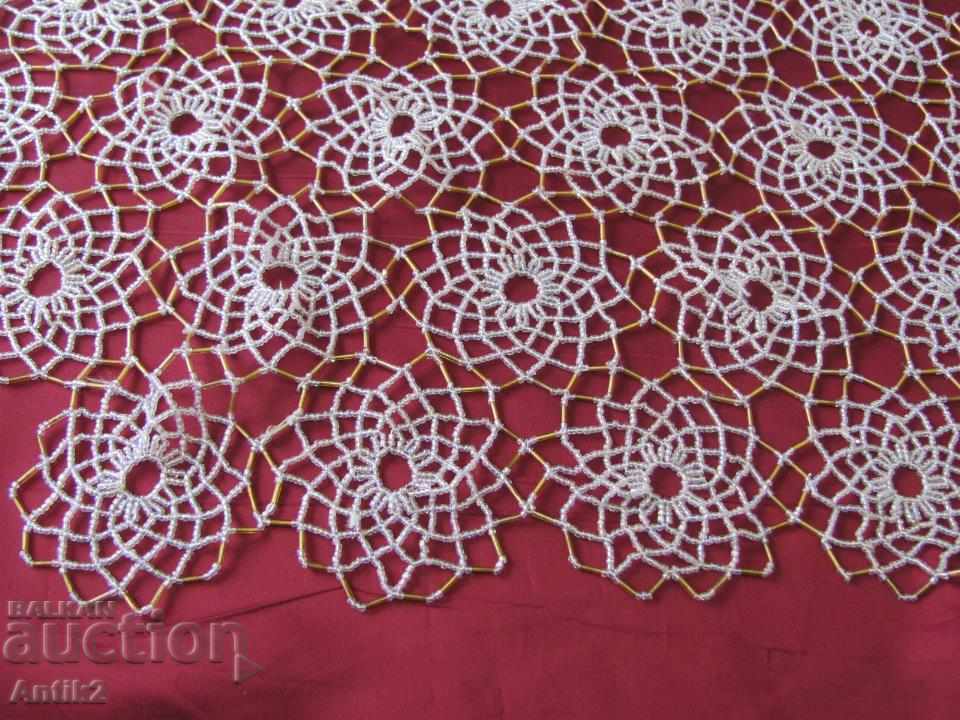 Auction  The 30 Old Handmade Glass Beads Tablecloth