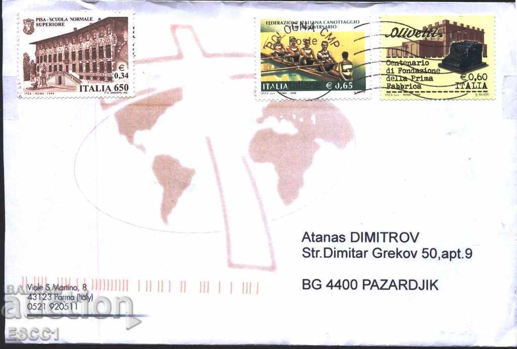 Пътувал плик с марки Архитектура 1999 2008 Спорт 2008 Италия
