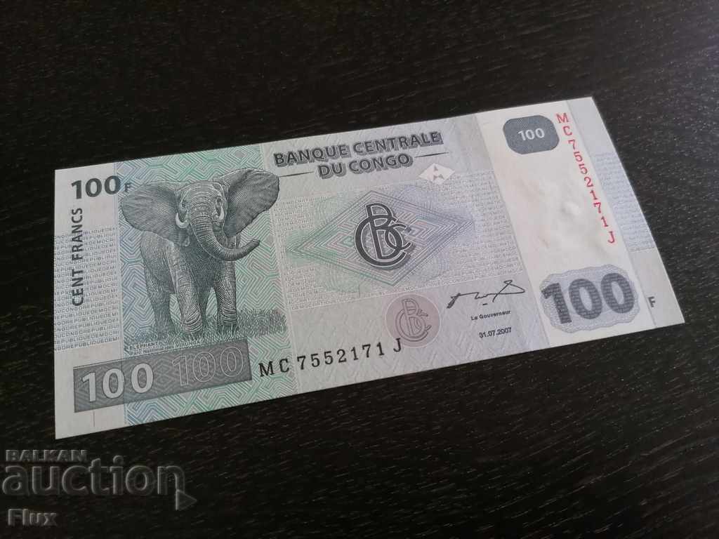 Банкнота - Конго - 100 франка UNC | 2007г.